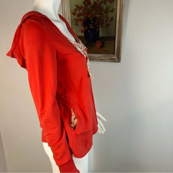 Anthropologie loungewear long sleeve hoodie sweatshirt size Large vintage style - Picture 4 of 10